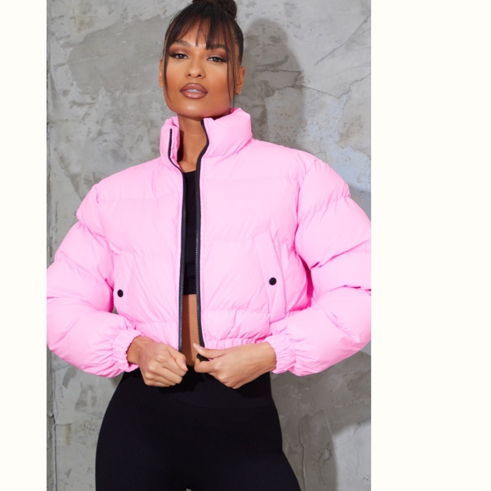 PrettyLittleThing Neon Pink Puffer Jacket
